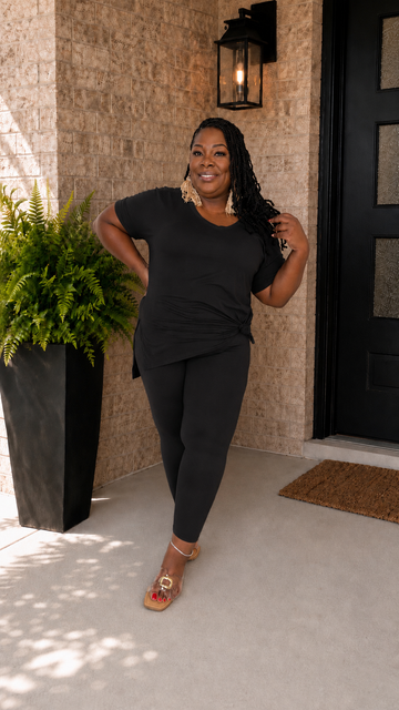 Comfy & Chill 2 Piece Legging Set-Black